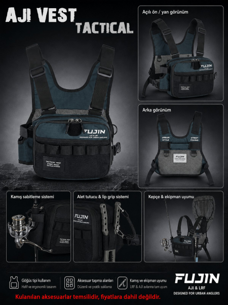 Fujin Tactical Vest Indigo Balıkçı Çantası
