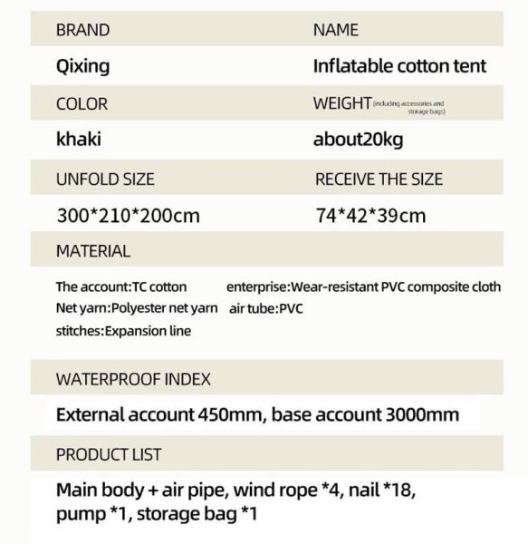 Madfox Burton Glamping Cotton Inflatable Şişme Çadır