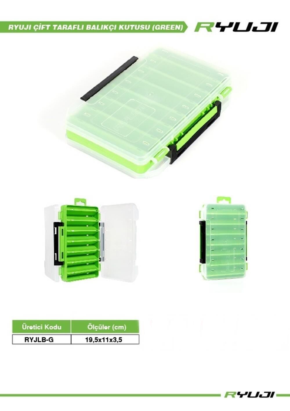 Ryuji Çift Taraflı Balıkçı Kutusu (19,5x11x3,5cm) GREEN