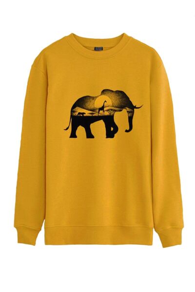 North Trace Seasonal Erkek Sweatshirt ( Fil Baskılı ) Sarı - 2XL