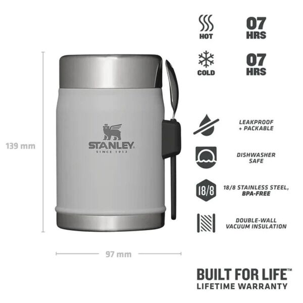 Stanley Klasik Paslanmaz Çelik Yemek Termosu Kaşıklı 0,40 Lt Koyu Beyaz