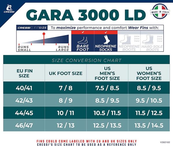 Cressi Gara 3000 Ld Dalış Paleti Standart - NO:40-41