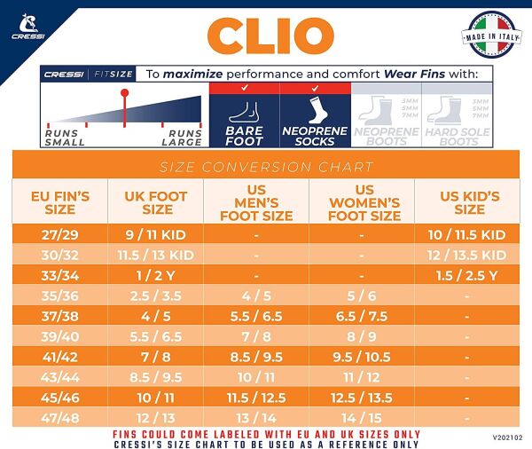 Cressi Clio Dalış Paleti BLACK - NO:41-42