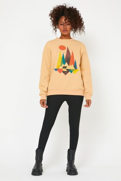 North Trace Seasonal Kadın Sweatshirt ( Doğa Baskılı ) Bej - XL