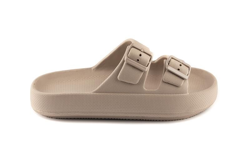 Akınalbella Kadın Çift Tokalı Platform Terlik Bej - 40