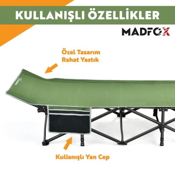 Madfox SteelRest Çelik Katlanır Kamp Yatağı Kampet GREEN