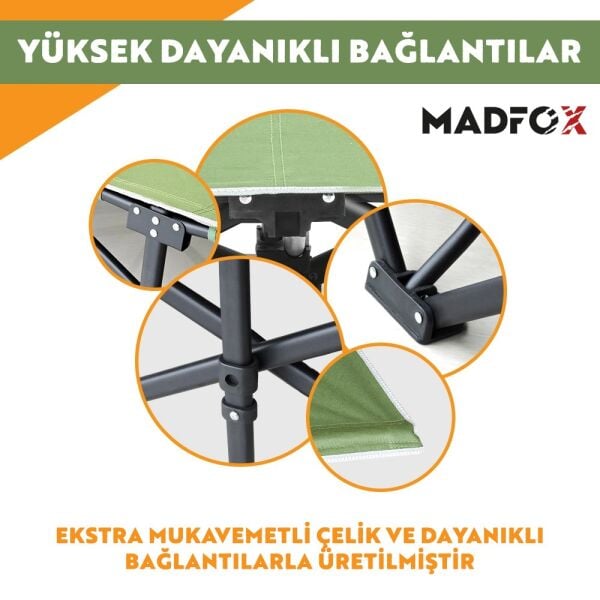 Madfox SteelRest Çelik Katlanır Kamp Yatağı Kampet GREEN