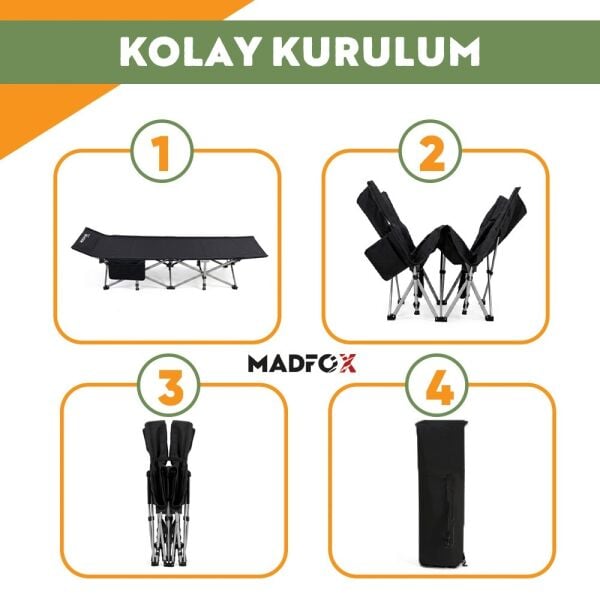 Madfox AeroLift Katlanır Kamp Yatağı Kampet BLACK