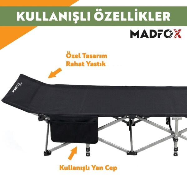 Madfox AeroLift Katlanır Kamp Yatağı Kampet BLACK