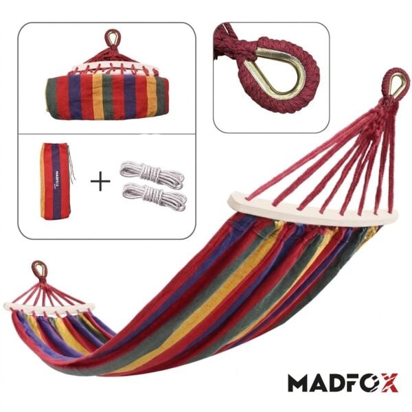 Madfox Tree Bed Lightweight Canvas Hamak KIRMIZI