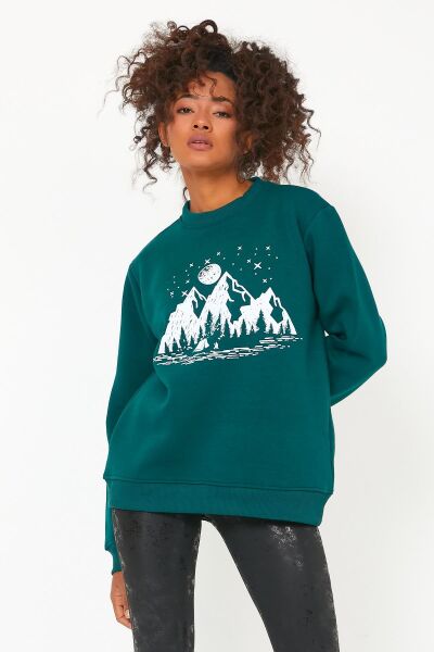North Trace Seasonal Kadın Sweatshirt ( Kamp Baskılı ) Nefti - 2XL