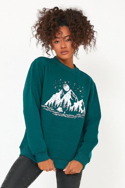 North Trace Seasonal Kadın Sweatshirt ( Kamp Baskılı ) Nefti - 2XL