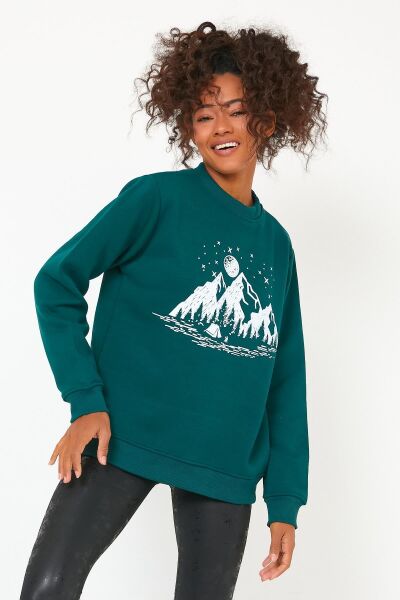 North Trace Seasonal Kadın Sweatshirt ( Kamp Baskılı ) Nefti - 2XL