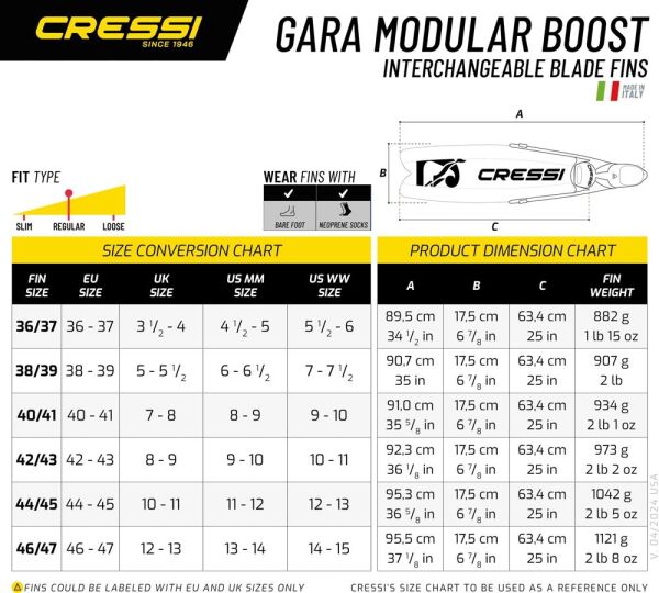 Cressi Gara Modular Boost Dalış Paleti GREEN - NO: 44-45