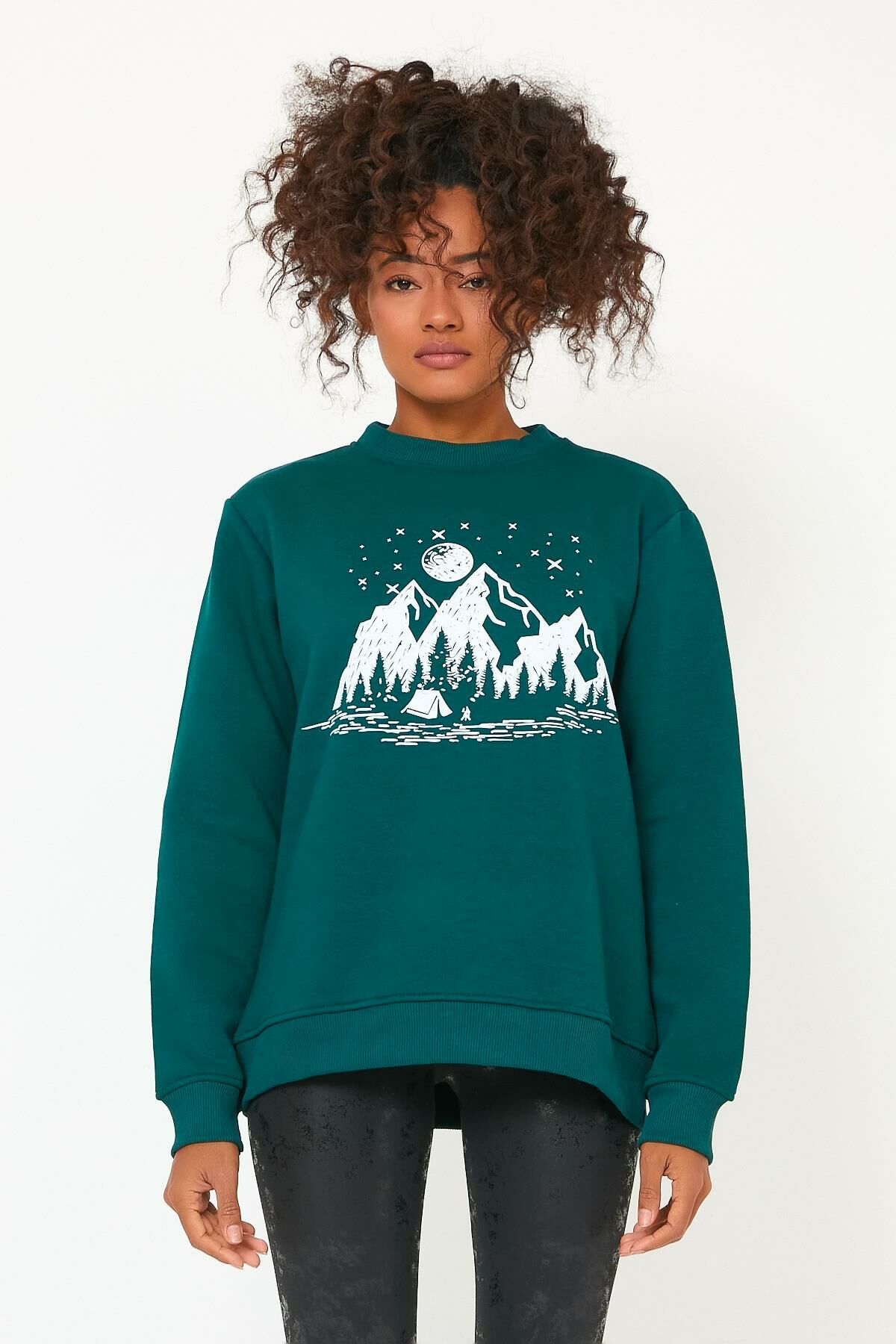North Trace Seasonal Kadın Sweatshirt ( Kamp Baskılı ) Nefti - S