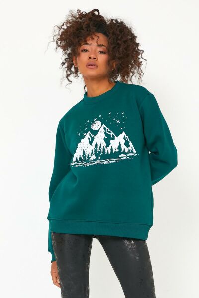 North Trace Seasonal Kadın Sweatshirt ( Kamp Baskılı ) Nefti - S