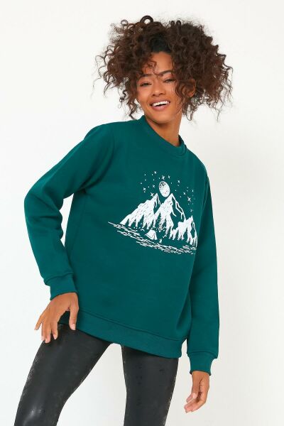 North Trace Seasonal Kadın Sweatshirt ( Kamp Baskılı ) Nefti - S