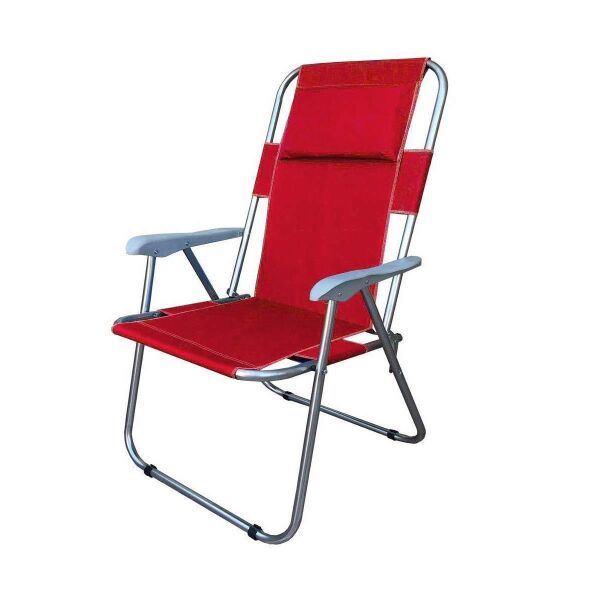 Plastik Kollu Yastıklı Katlanır Kamp Sandalyesi KIRMIZI