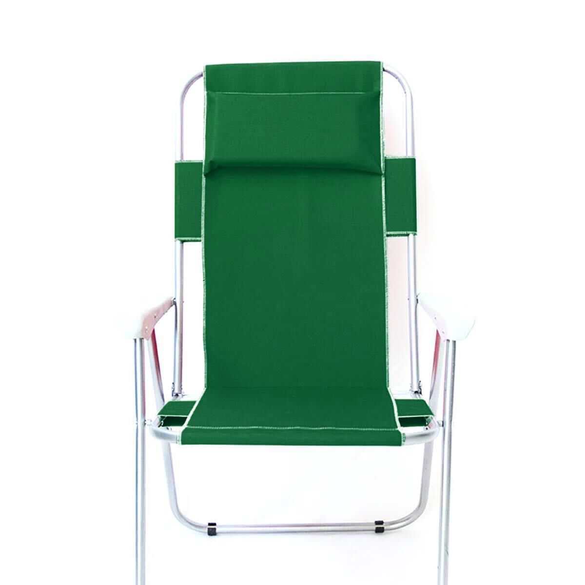 Plastik Kollu Yastıklı Katlanır Kamp Sandalyesi YEŞİL