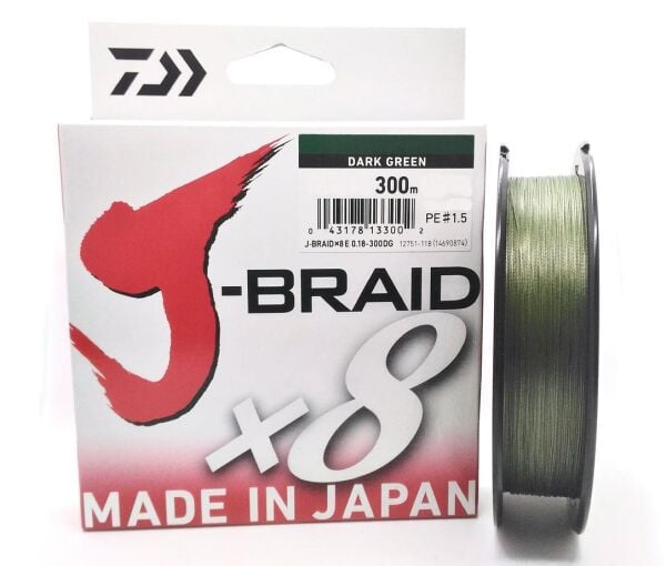 Daiwa J-Braid X8 Dark Green Olta Misinası 300Mt Dark Green - 0,20 mm