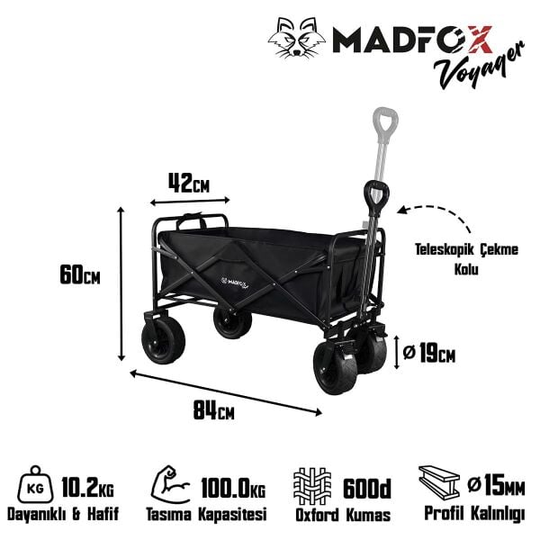 Madfox Voyager Katlanır Çok Amaçlı Yük Taşıma Arabası [Vagon] BLACK