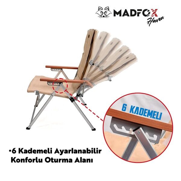 Madfox Haven 6 Kademeli Katlanır Kamp Sandalyesi