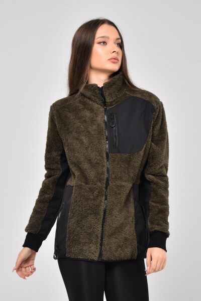 North Trace Gecko Tam Fermuarlı Kadın Welsoft Polar SİYAH - 2XL