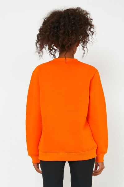 North Trace Seasonal Kadın Sweatshirt ( Yaprak Baskılı ) TURUNCU - 2XL