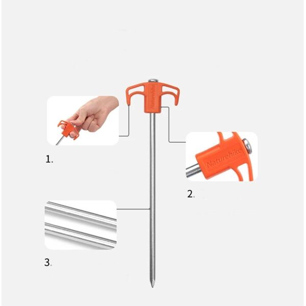 Naturehike Çadır Kazığı 25 cm ( Galvanizli Demir ) (2 Pcs) SİYAH