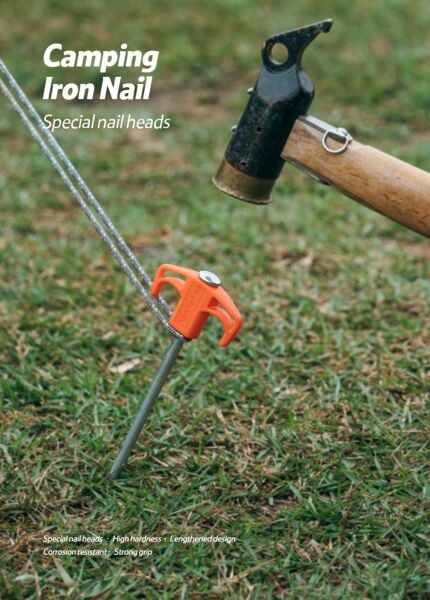 Naturehike Çadır Kazığı 25 cm ( Galvanizli Demir ) (2 Pcs) SİYAH