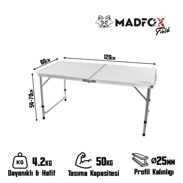 Madfox Field Katlanır Kamp Masası BEYAZ