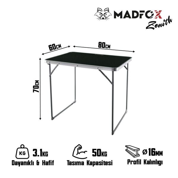 Madfox Zenith Katlanır Kamp Masası SİYAH