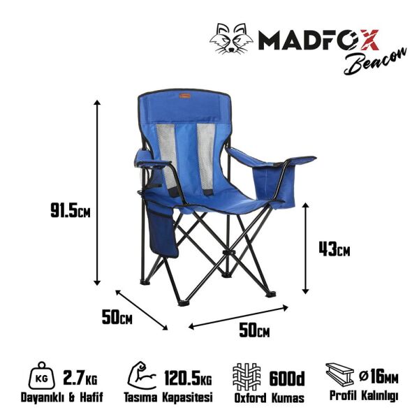 Madfox Beacon Katlanır Kamp Sandalyesi MAVİ