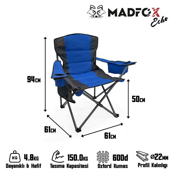 Madfox Echo Katlanır Kamp Sandalyesi MAVİ