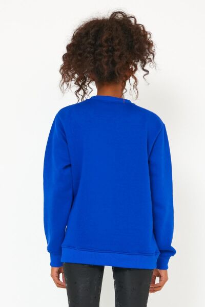 North Trace Seasonal Kadın Sweatshirt ( Kurt Baskılı ) Koyu Mavi - XL