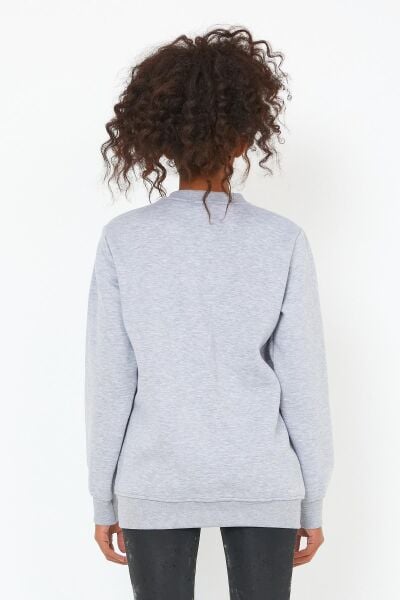 North Trace Seasonal Kadın Sweatshirt ( Ayı Baskılı ) GRİ - XL