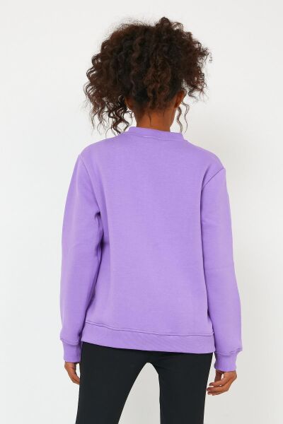 North Trace Seasonal Kadın Sweatshirt ( El-Ağaç Baskılı ) LİLA - 2XL