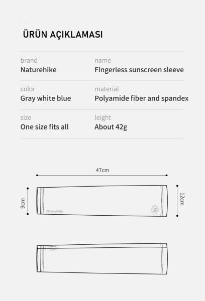 Naturehike UPF50+ Parmaksız Güneş Koruma Kollukları