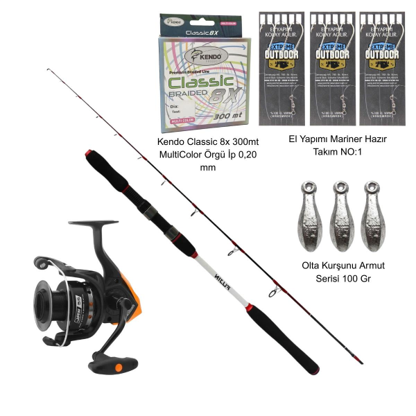 Fujin DeepKing 180 cm 60-180 gr Tekne Kamışı Okuma JAW-55 Makine Set