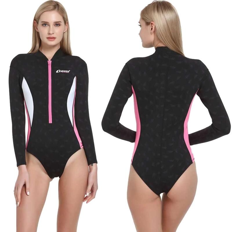 Cressi Termico Lady Shorty Uzun Kol Yüzücü Elbisesi BLACK / PINK / WHITE - 2MM - NO:3 / M