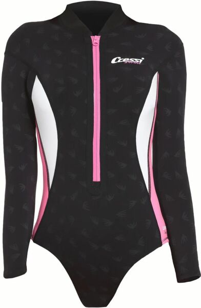 Cressi Termico Lady Shorty Uzun Kol Yüzücü Elbisesi BLACK / PINK / WHITE - 2MM - NO:3 / M
