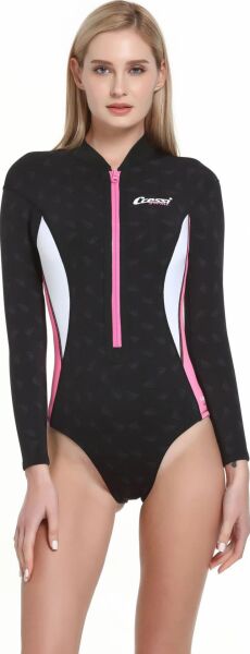 Cressi Termico Lady Shorty Uzun Kol Yüzücü Elbisesi BLACK / PINK / WHITE - 2MM - NO:3 / M