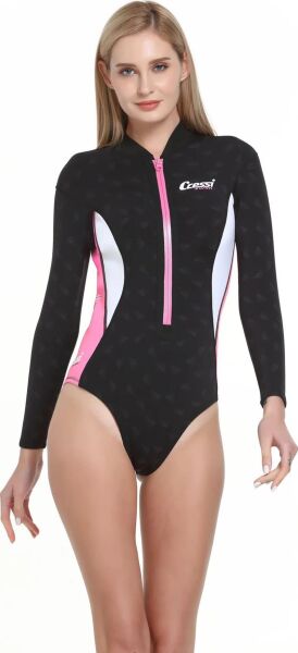 Cressi Termico Lady Shorty Uzun Kol Yüzücü Elbisesi BLACK / PINK / WHITE - 2MM - NO:3 / M