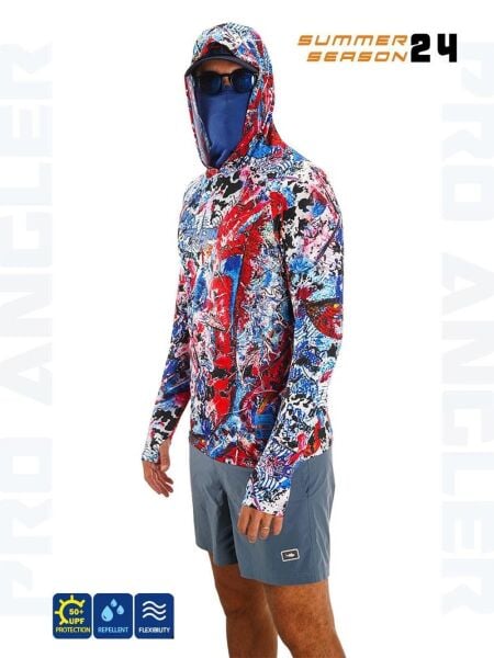 Fujin Pro Angler S24 Buff & Hoodie Makai Blue Red M