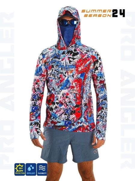 Fujin Pro Angler S24 Buff & Hoodie Makai Blue Red M