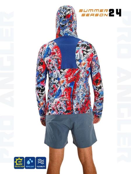 Fujin Pro Angler S24 Buff & Hoodie Makai Blue Red L