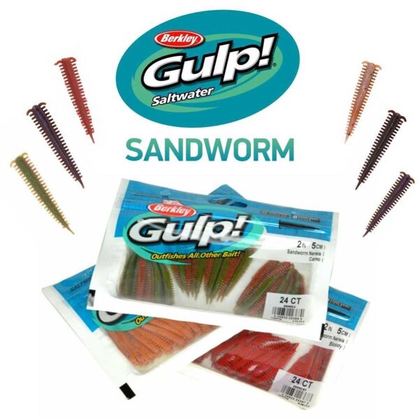 Berkley Gulp Alive Sandworm 5Cm 2İnç 24Ct Silikon Yem MOTOR OİL RED FLECK