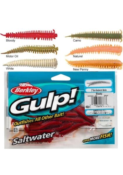 Berkley Gulp Alive Sandworm 5Cm 2İnç 24Ct Silikon Yem WHİTE