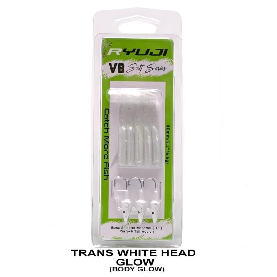 Ryuji V8 8cm 5.5gr Silikon Yem Trans White Head Glow