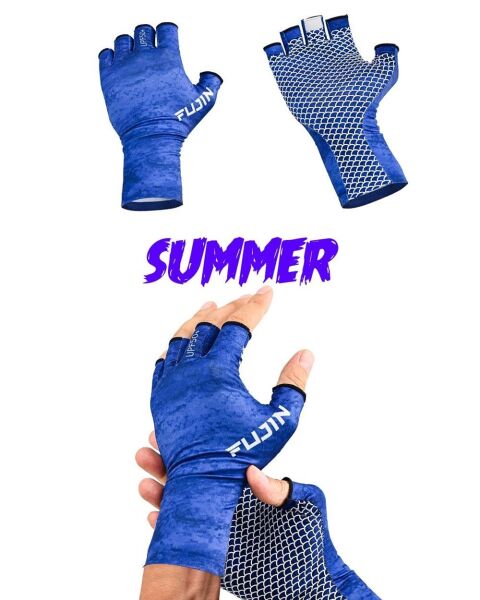 Fujin Pro Angler Summer Gloves BLUE - L/XL
